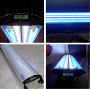 Plafoniera Led Bianchi con Neon T5 Blu cm 100 Timer Display