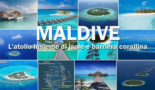 MALDIVE atollo insieme di isole e barriera corallina